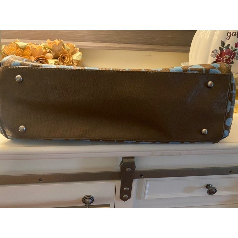 Petunia Pickle Bottom Brown Blue‎ Zipper Pockets Diaper Bag Faux Leather - Picture 6 of 6